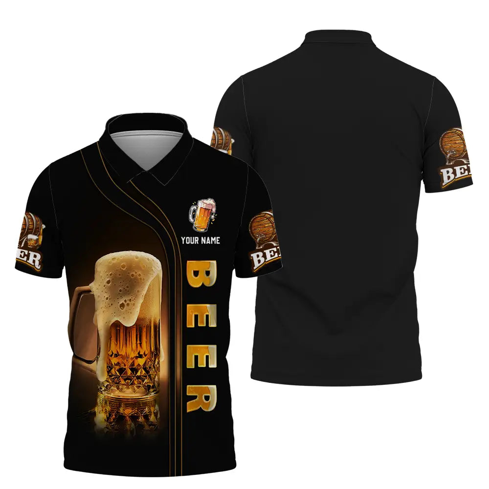 Unisex Shirt - Custom Text Shirt Chill With Beer Polo Shirt / S T-shirt