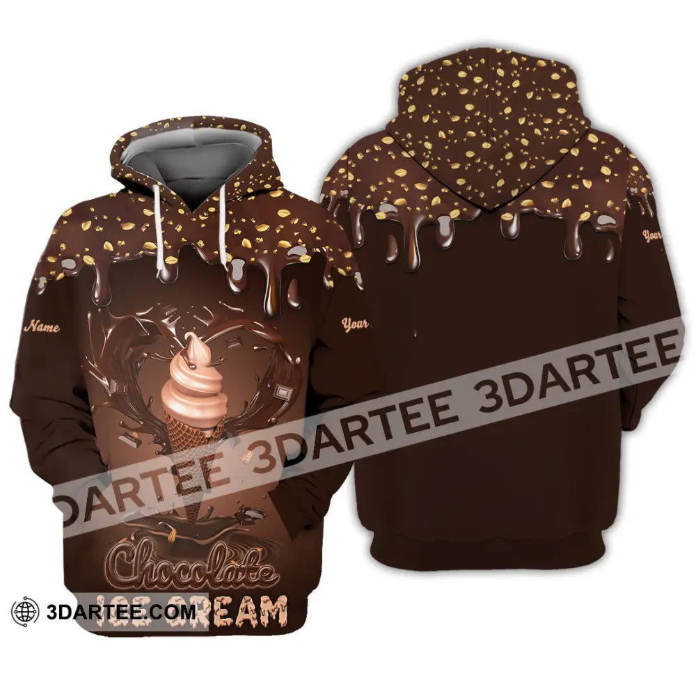 Unisex Shirt - Custom Text Chocolate Ice Cream Hoodie / S T-Shirt
