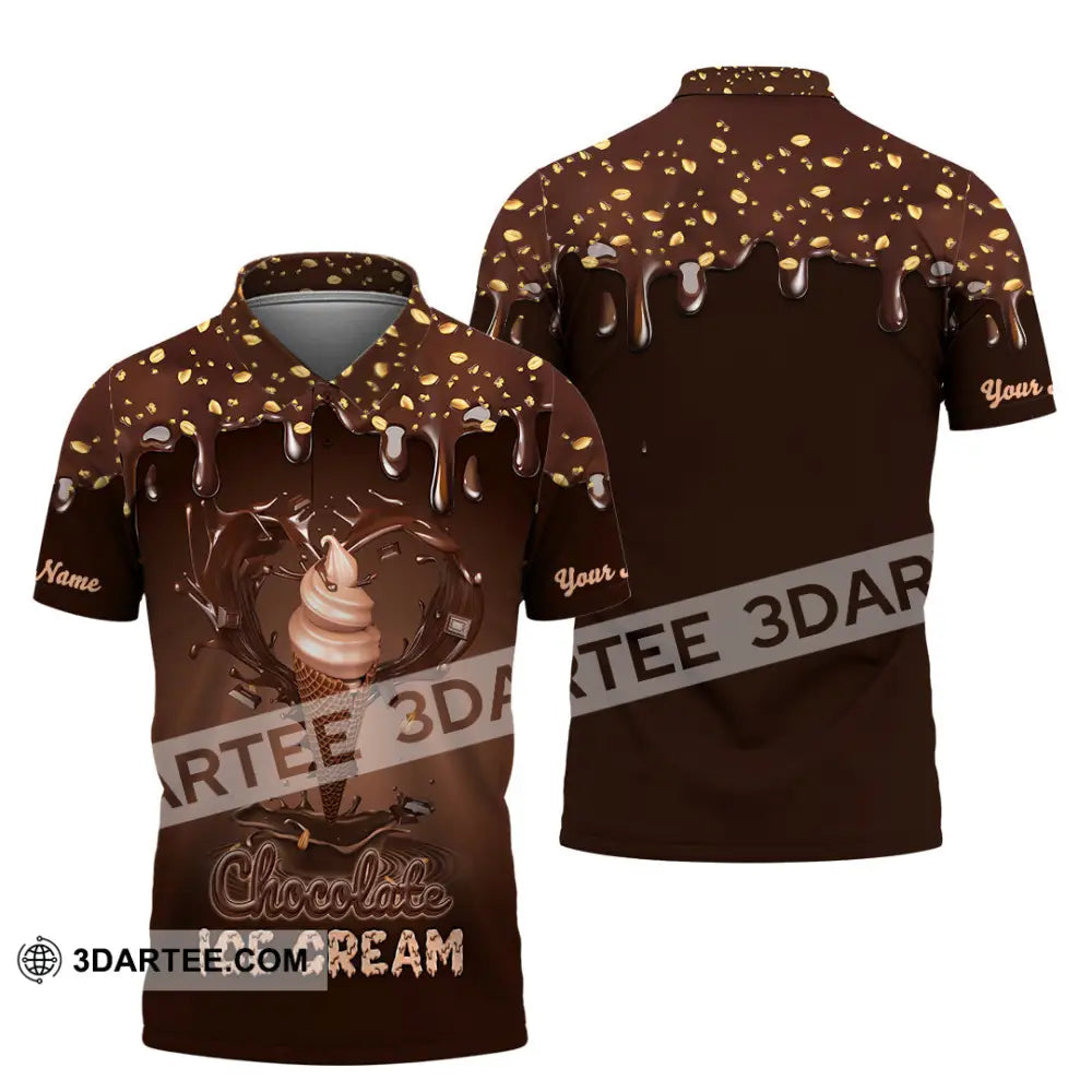 Unisex Shirt - Custom Text Chocolate Ice Cream Polo / S T-Shirt