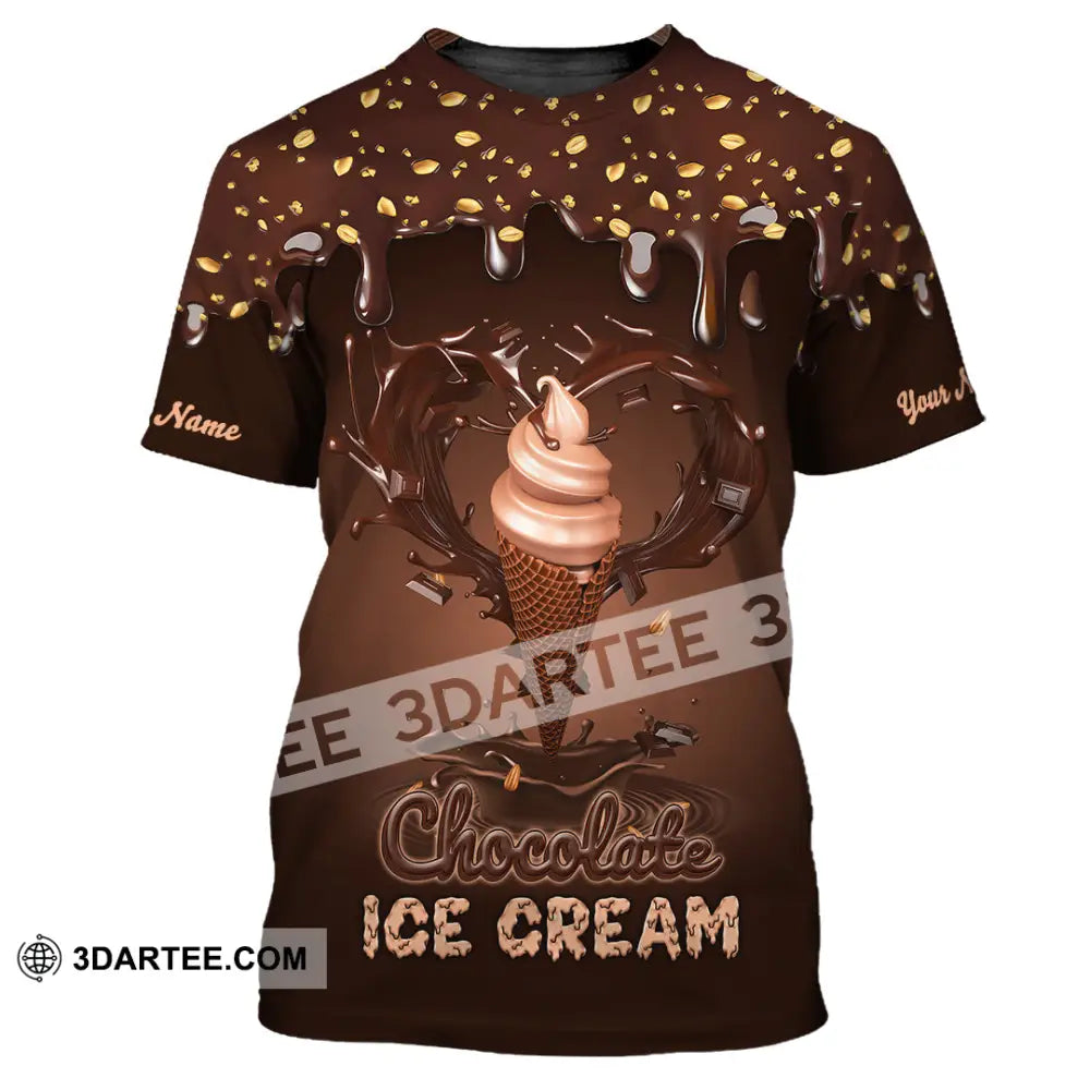 Unisex Shirt - Custom Text Chocolate Ice Cream T-Shirt / S T-Shirt