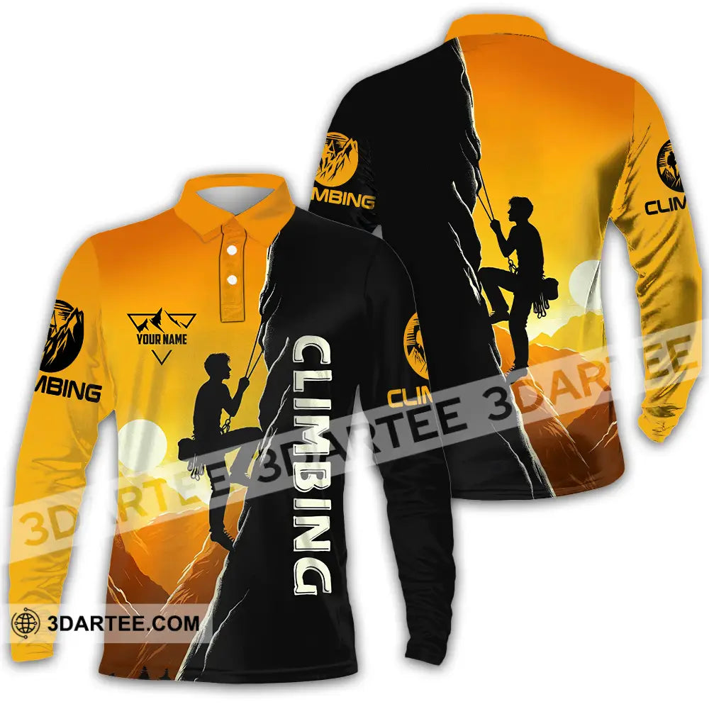 Unisex Shirt - Custom Text Climbing Long Sleeve Polo / S T-Shirt