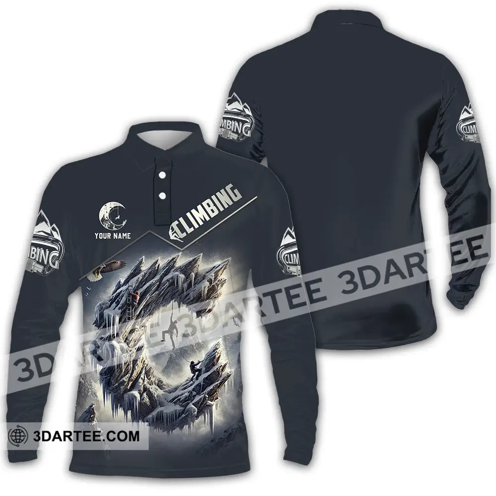 Unisex Shirt - Custom Text Climbing Long Sleeve Polo / S T-Shirt