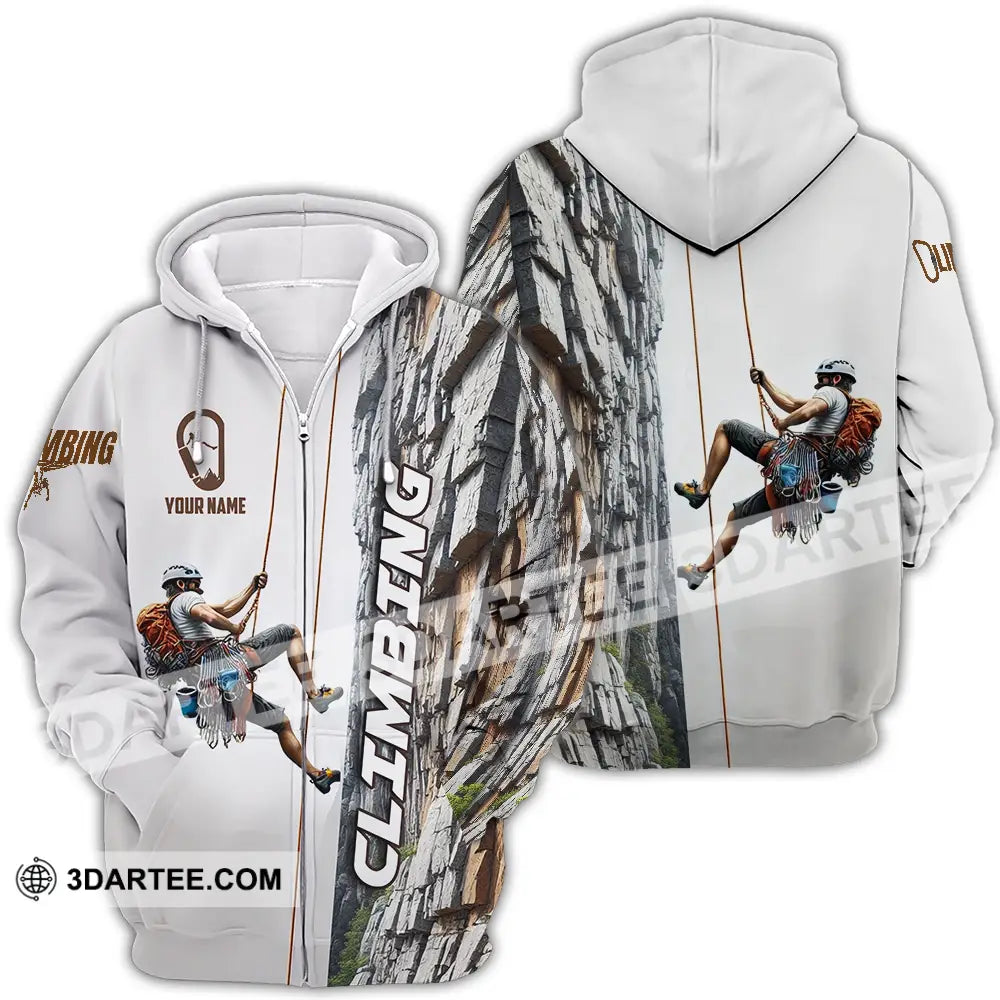 Unisex Shirt - Custom Text Climbing Zipper Hoodie / S T-Shirt