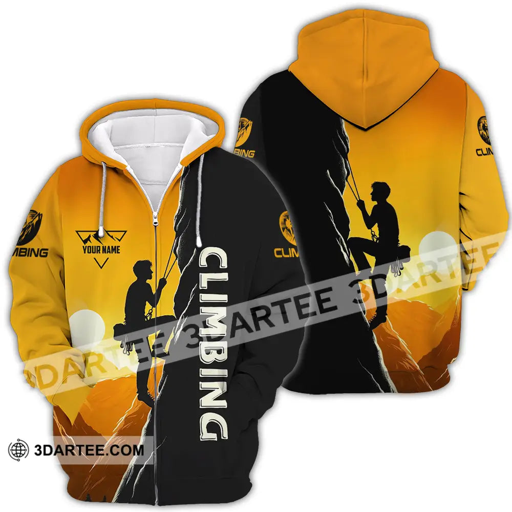Unisex Shirt - Custom Text Climbing Zipper Hoodie / S T-Shirt