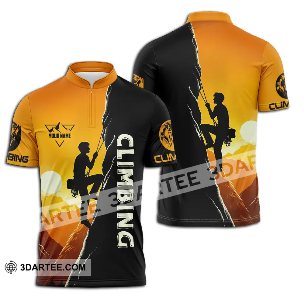 Unisex Shirt - Custom Text Climbing Zipper Polo / S T-Shirt