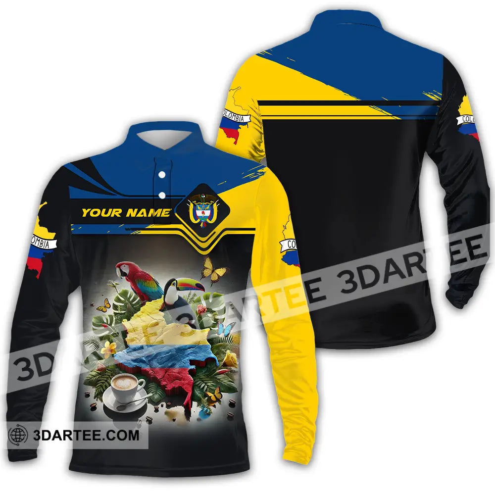 Unisex Shirt - Custom Text Shirt Colombia Long Sleeve Polo / S T-shirt