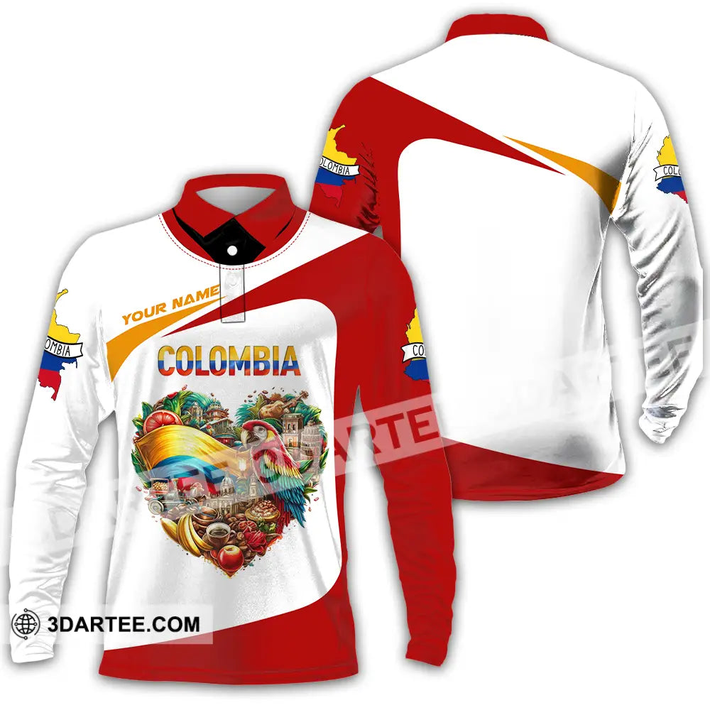 Unisex Shirt - Custom Text Shirt Colombia Long Sleeve Polo / S T-shirt