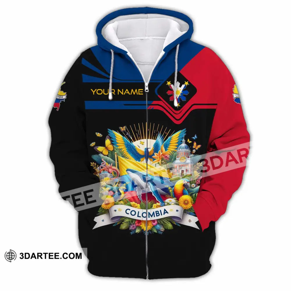 Unisex Shirt - Custom Text Colombia Zipper Hoodie / S T-Shirt