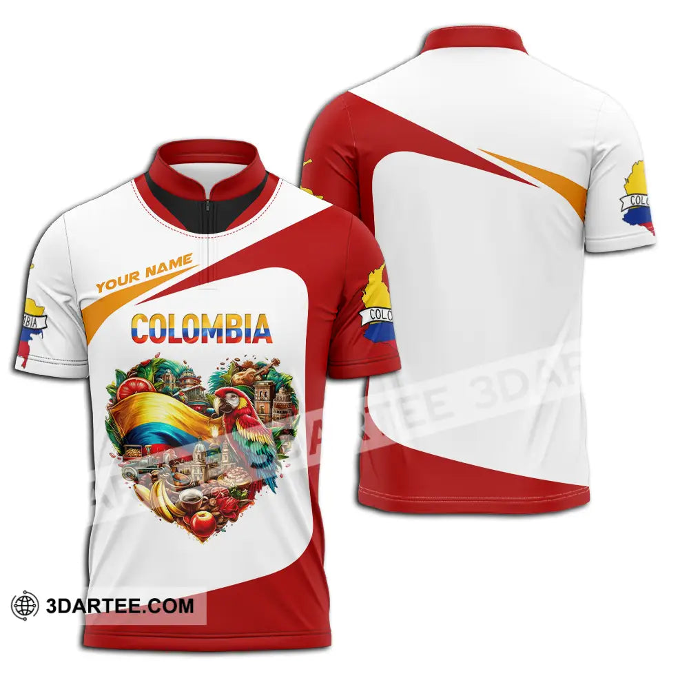 Unisex Shirt - Custom Text Shirt Colombia Zipper Polo Shirt / S T-shirt