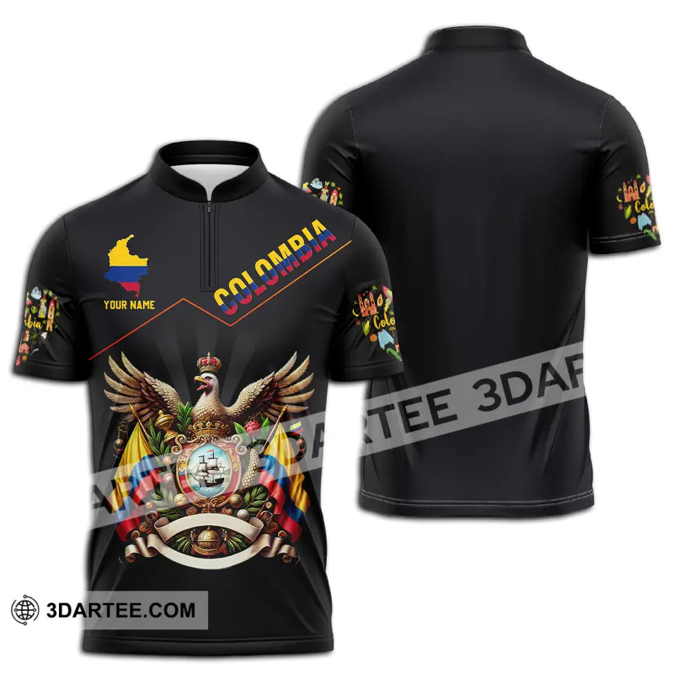 Unisex Shirt - Custom Text Shirt Colombia Zipper Polo Shirt / S T-shirt