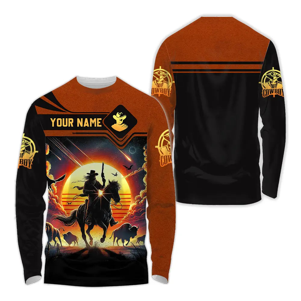 Unisex Shirt - Custom Text Cowboy Shirt Long Sleeve Shirt / S T-shirt