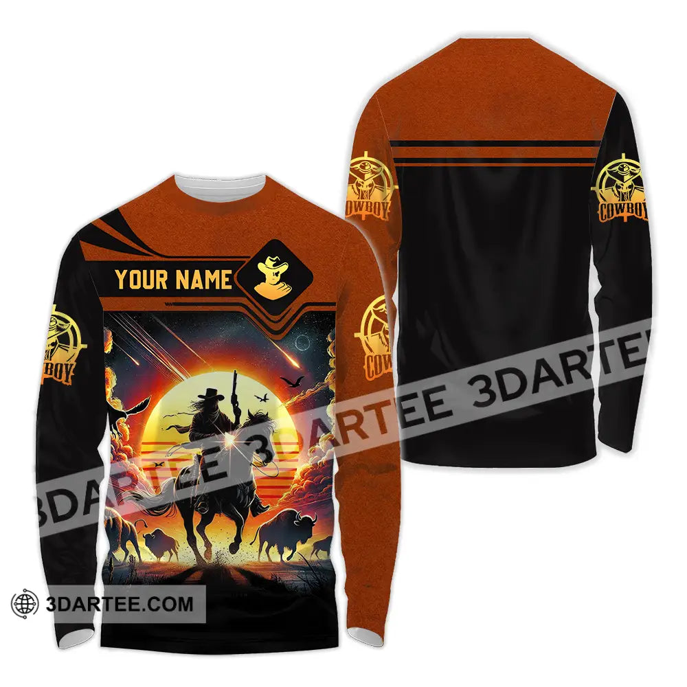 Unisex Shirt - Custom Text Cowboy Shirt Long Sleeve Shirt / S T-shirt
