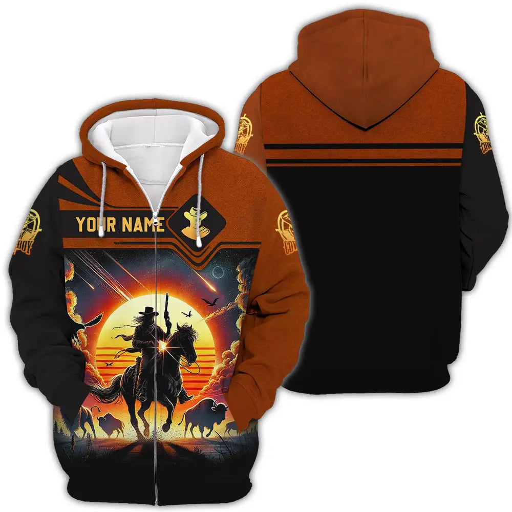Unisex Shirt - Custom Text Cowboy Shirt Zipper Hoodie / S T-shirt