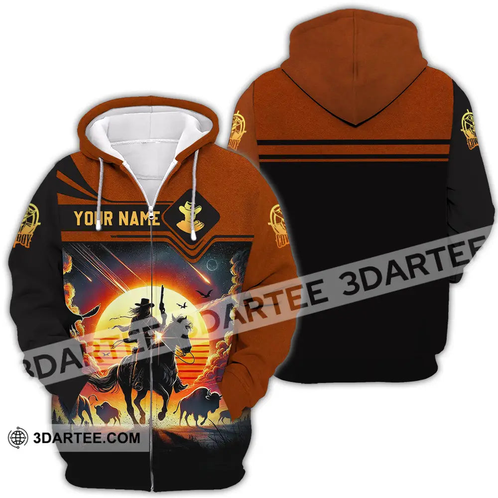 Unisex Shirt - Custom Text Cowboy Shirt Zipper Hoodie / S T-shirt