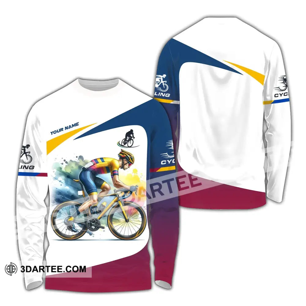Unisex Shirt - Custom Text Cycling Long Sleeve / S T-Shirt