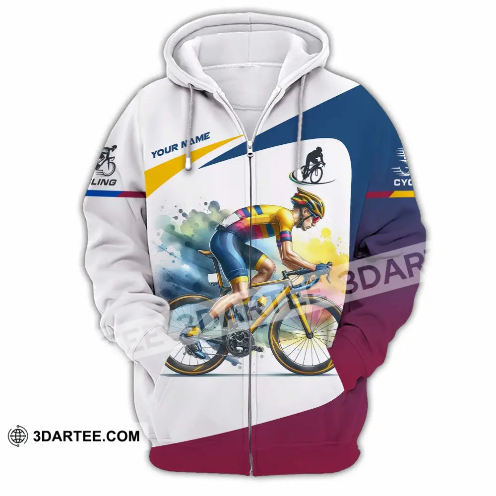 Unisex Shirt - Custom Text Cycling Zipper Hoodie / S T-Shirt