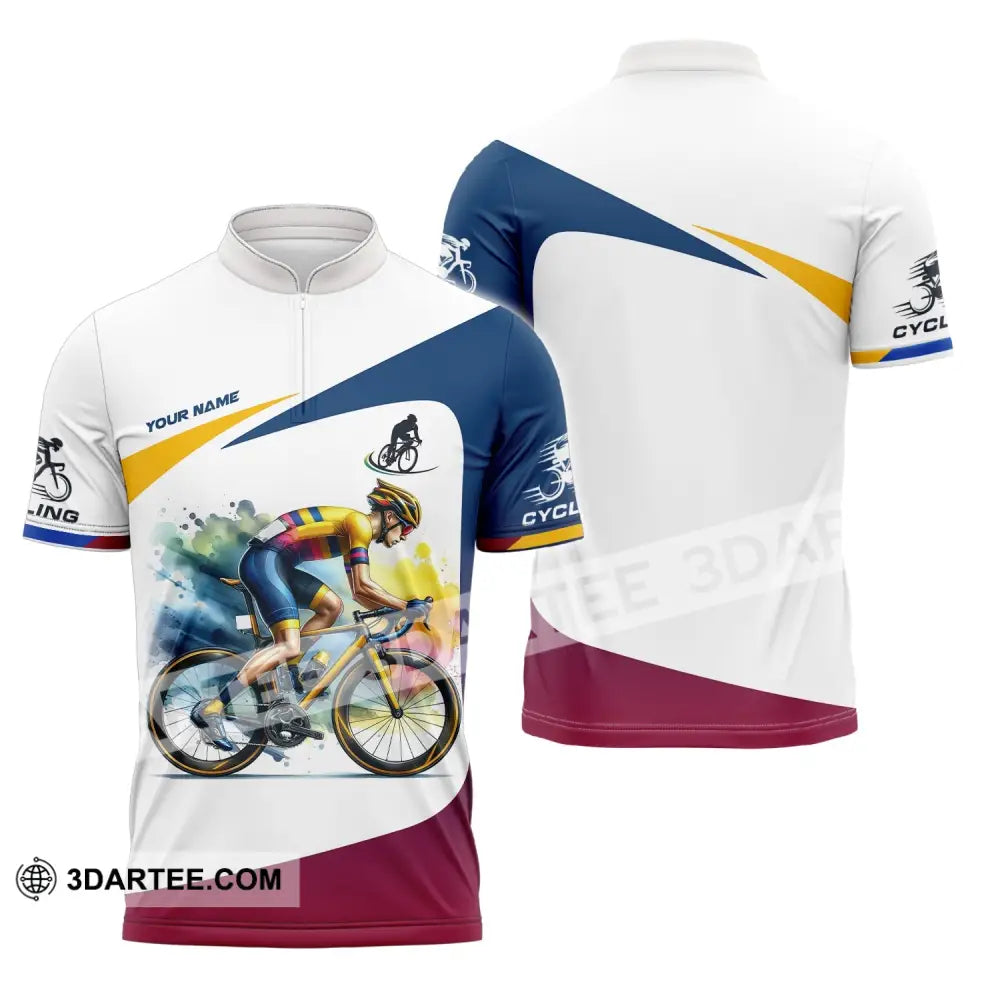 Unisex Shirt - Custom Text Cycling Zipper Polo / S T-Shirt