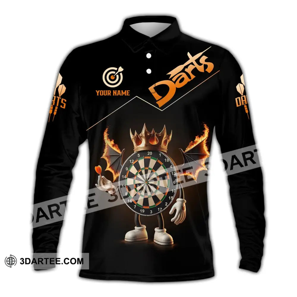 Unisex Shirt - Custom Text Darts Long Sleeve Polo / S T-Shirt