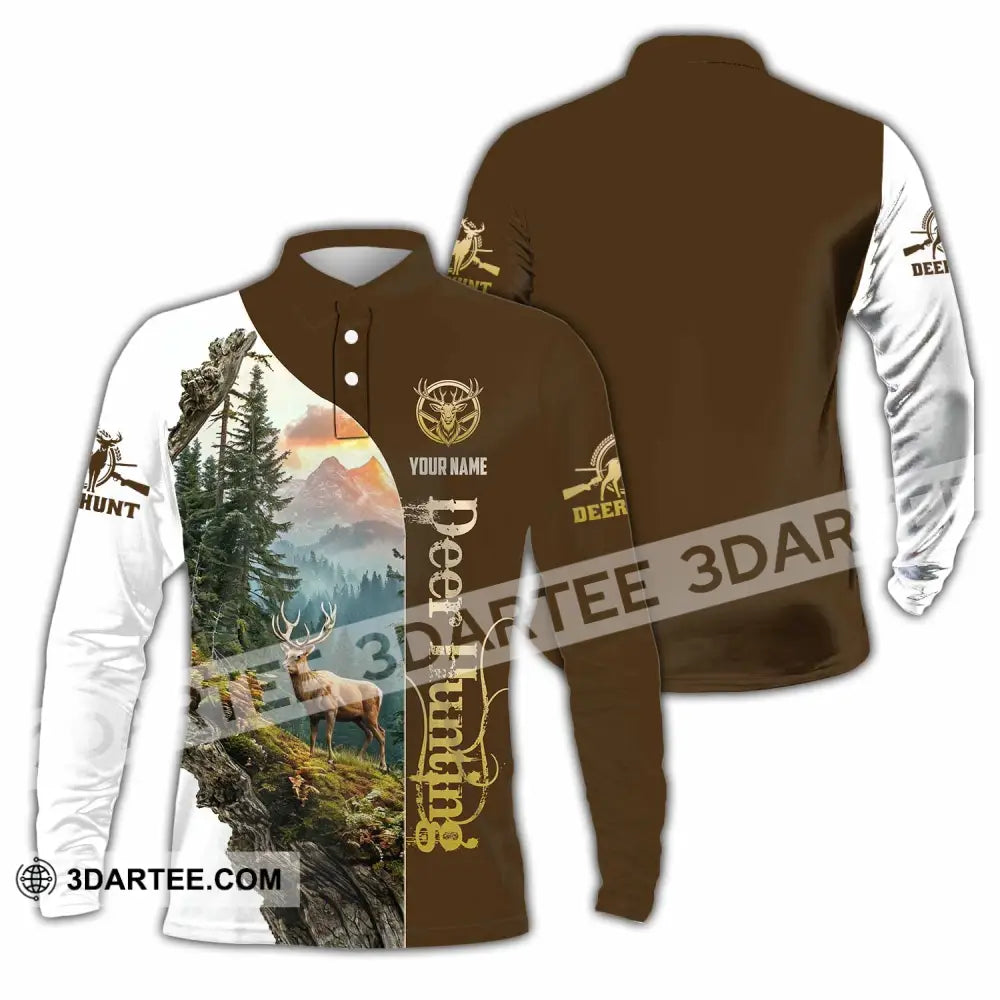 Unisex Shirt - Custom Text Shirt Deer Hunting Long Sleeve Polo / S T-shirt