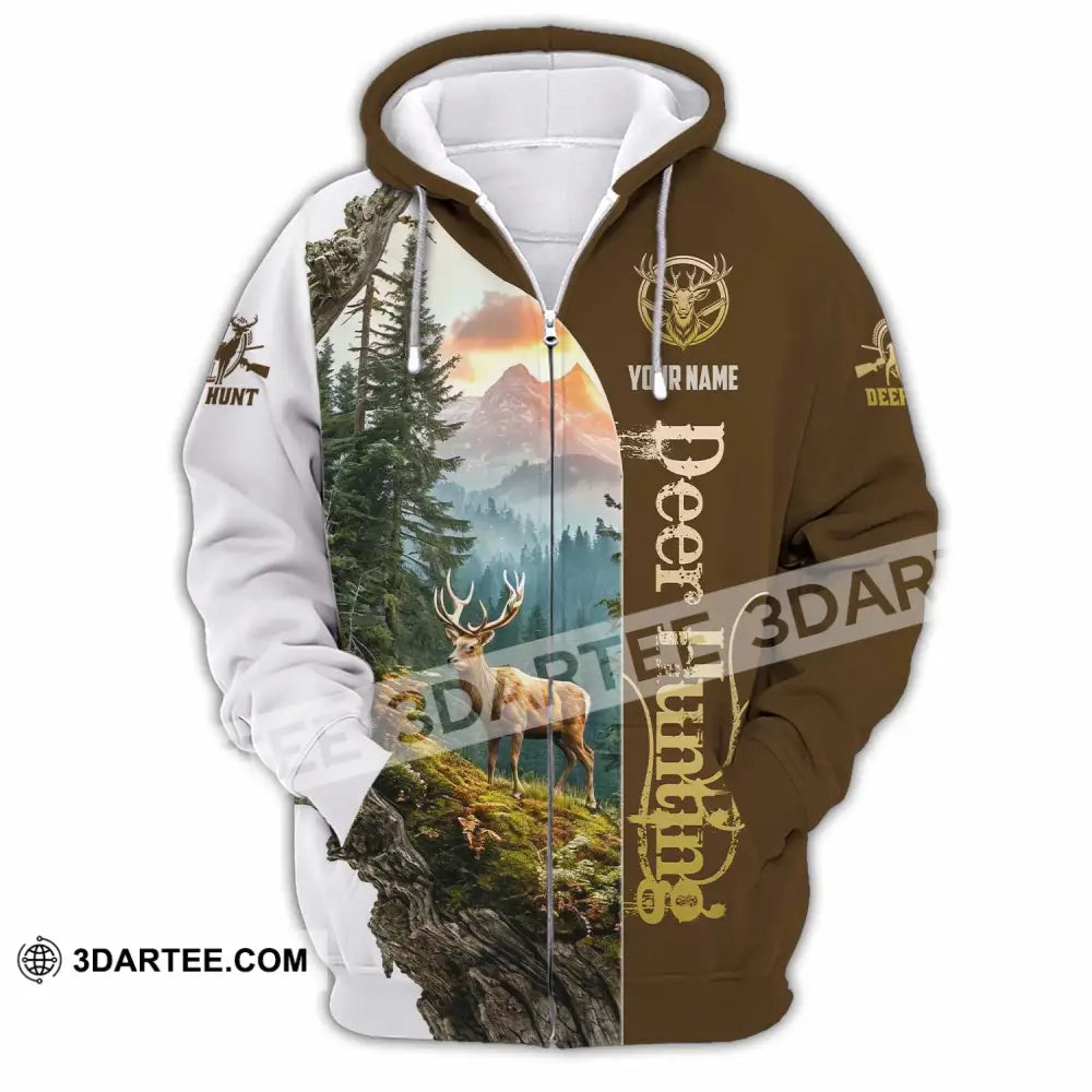 Unisex Shirt - Custom Text Shirt Deer Hunting Zipper Hoodie / S T-shirt