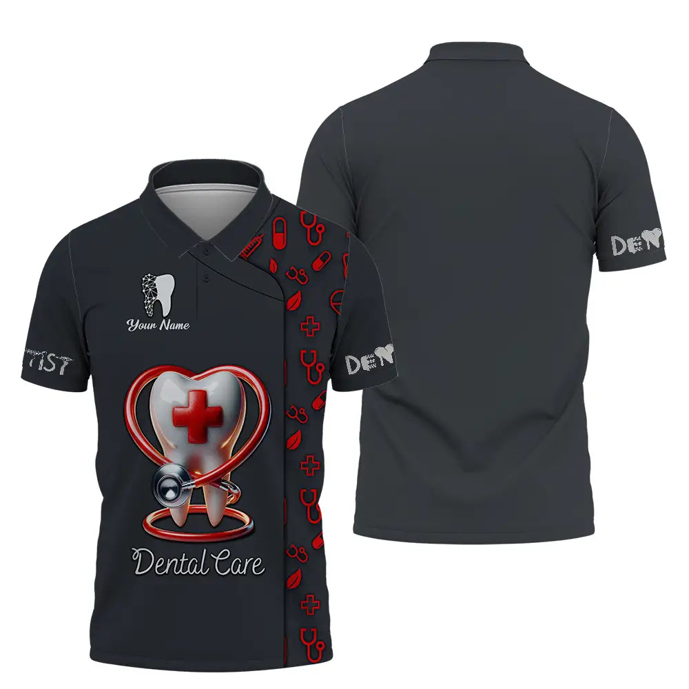 Unisex Shirt - Custom Text Shirt Dental Care Polo Shirt / S T-shirt