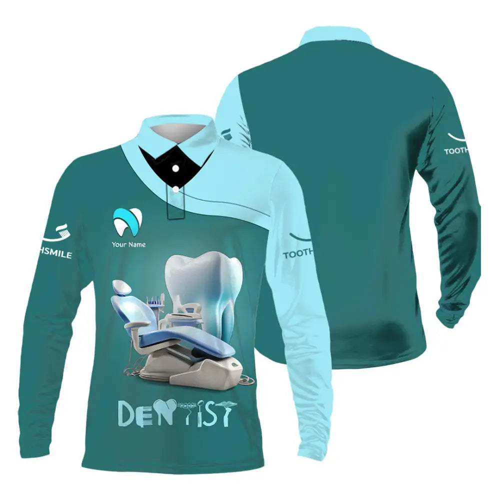 Unisex Shirt - Custom Text Dentist Shirt Long Sleeve Polo / S T-shirt