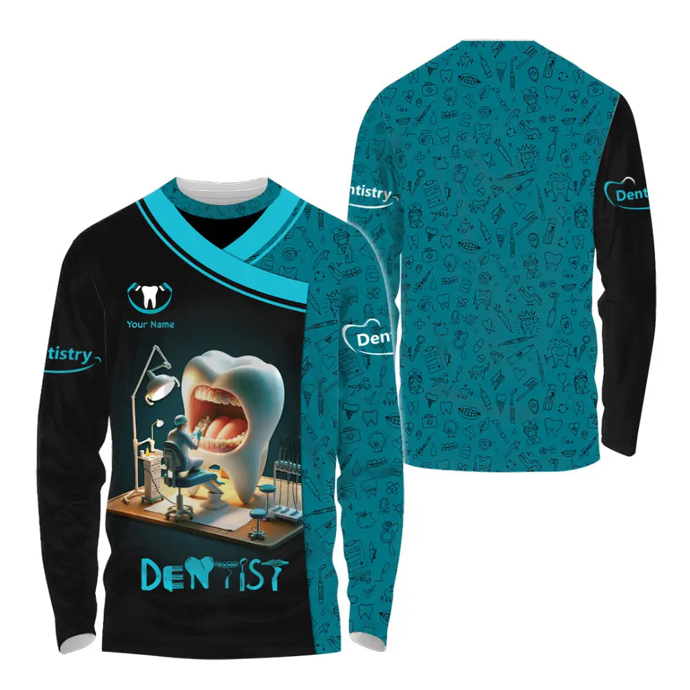 Unisex Shirt - Custom Text Dentist Shirt Long Sleeve Shirt / S T-shirt