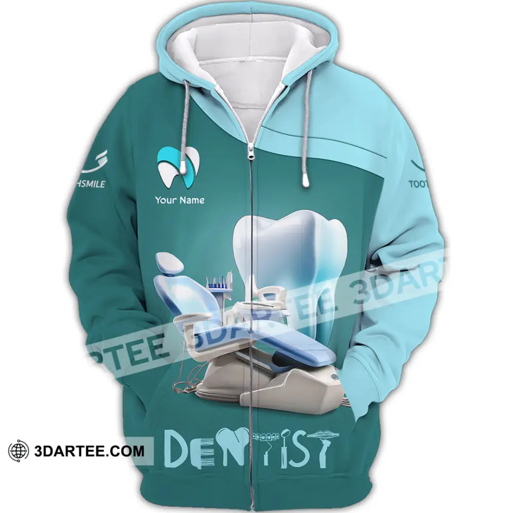 Unisex Shirt - Custom Text Dentist Shirt Zipper Hoodie / S T-shirt