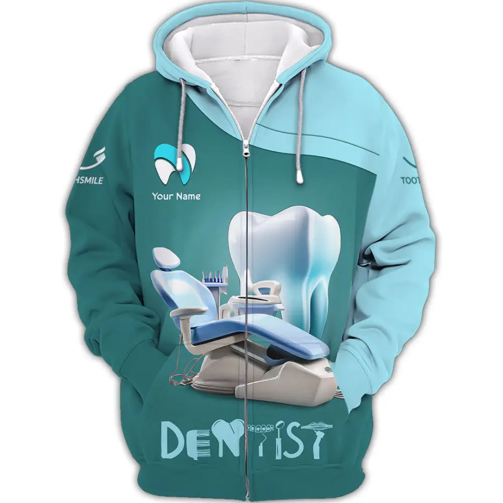 Unisex Shirt - Custom Text Dentist Shirt Zipper Hoodie / S T-shirt