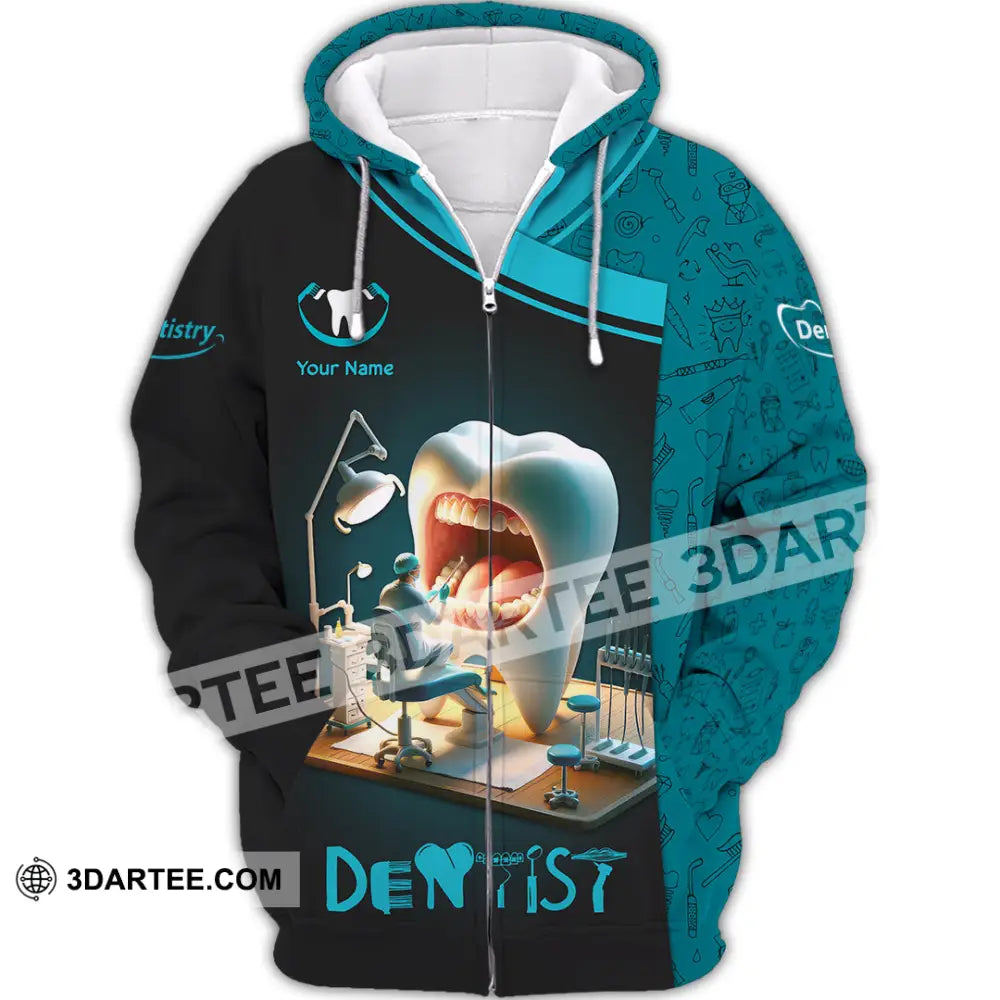 Unisex Shirt - Custom Text Dentist Shirt Zipper Hoodie / S T-shirt