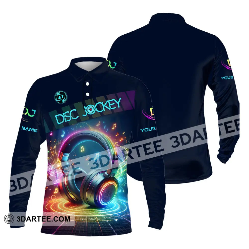 Unisex Shirt - Custom Text Dis Jockey Long Sleeve Polo / S T-Shirt