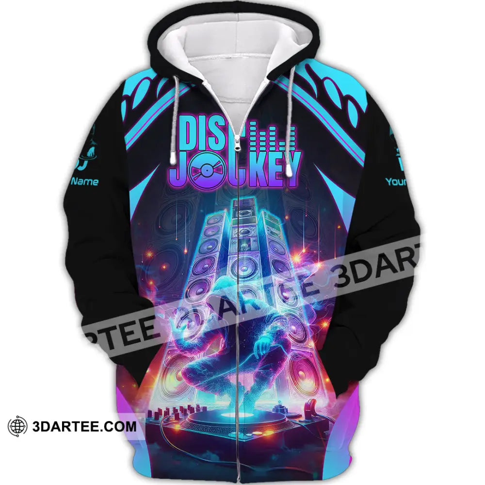 Unisex Shirt - Custom Text Dis Jockey Zipper Hoodie / S T-Shirt