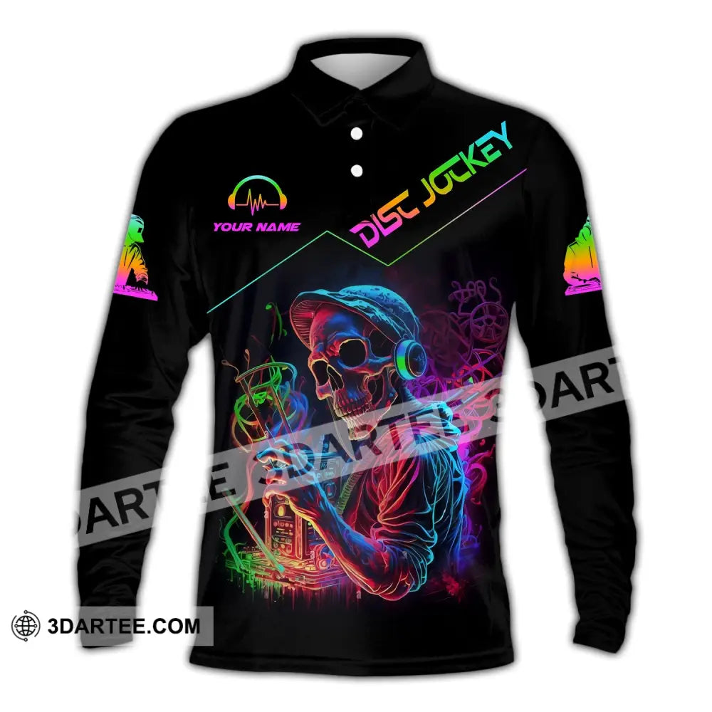 Unisex Shirt - Custom Text Disc Jockey Long Sleeve Polo / S T-Shirt