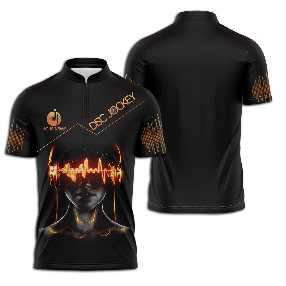 Unisex Shirt - Custom Text Shirt Disc Jockey Zipper Polo Shirt / S T-shirt