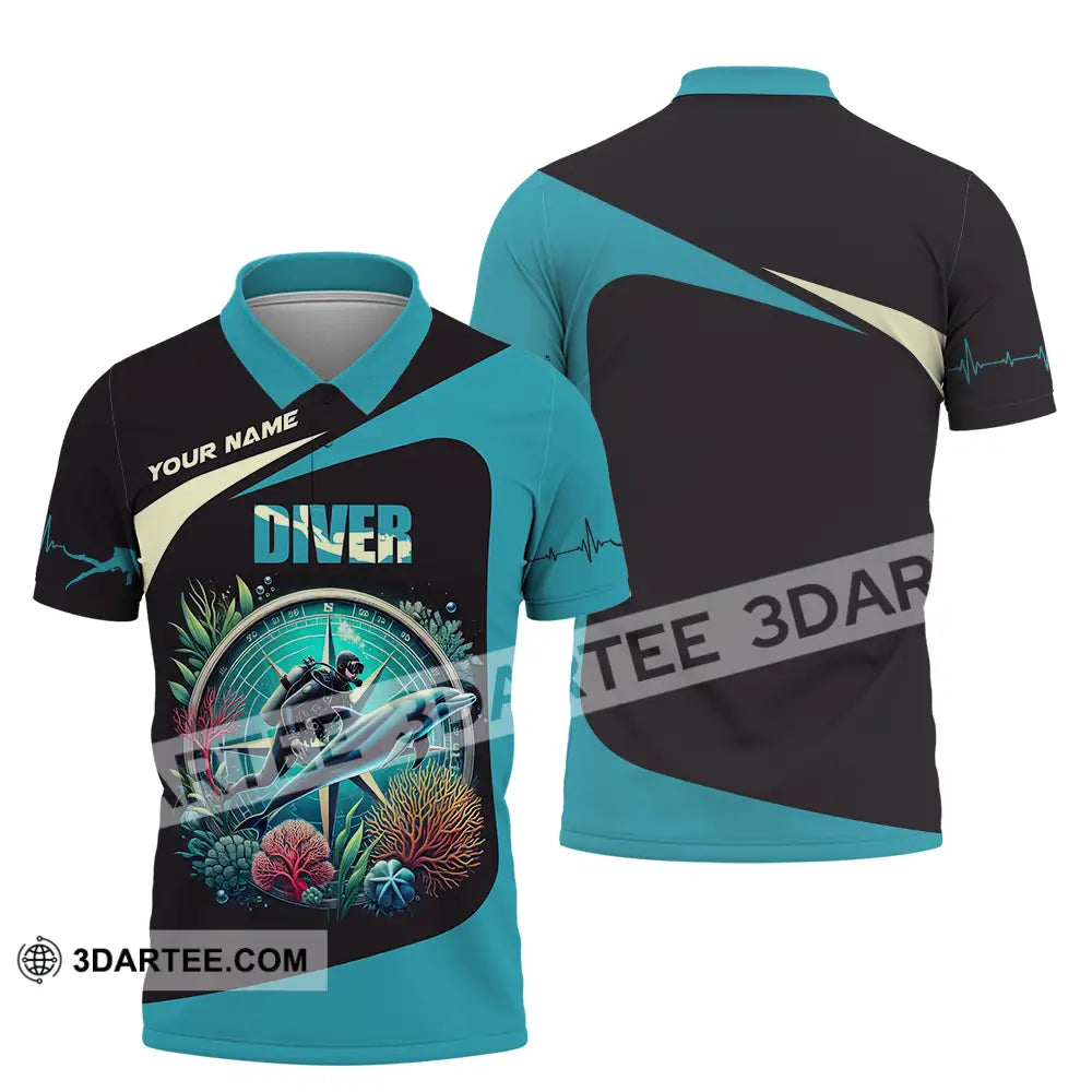 Unisex Shirt - Custom Text Diver Polo / S T-Shirt