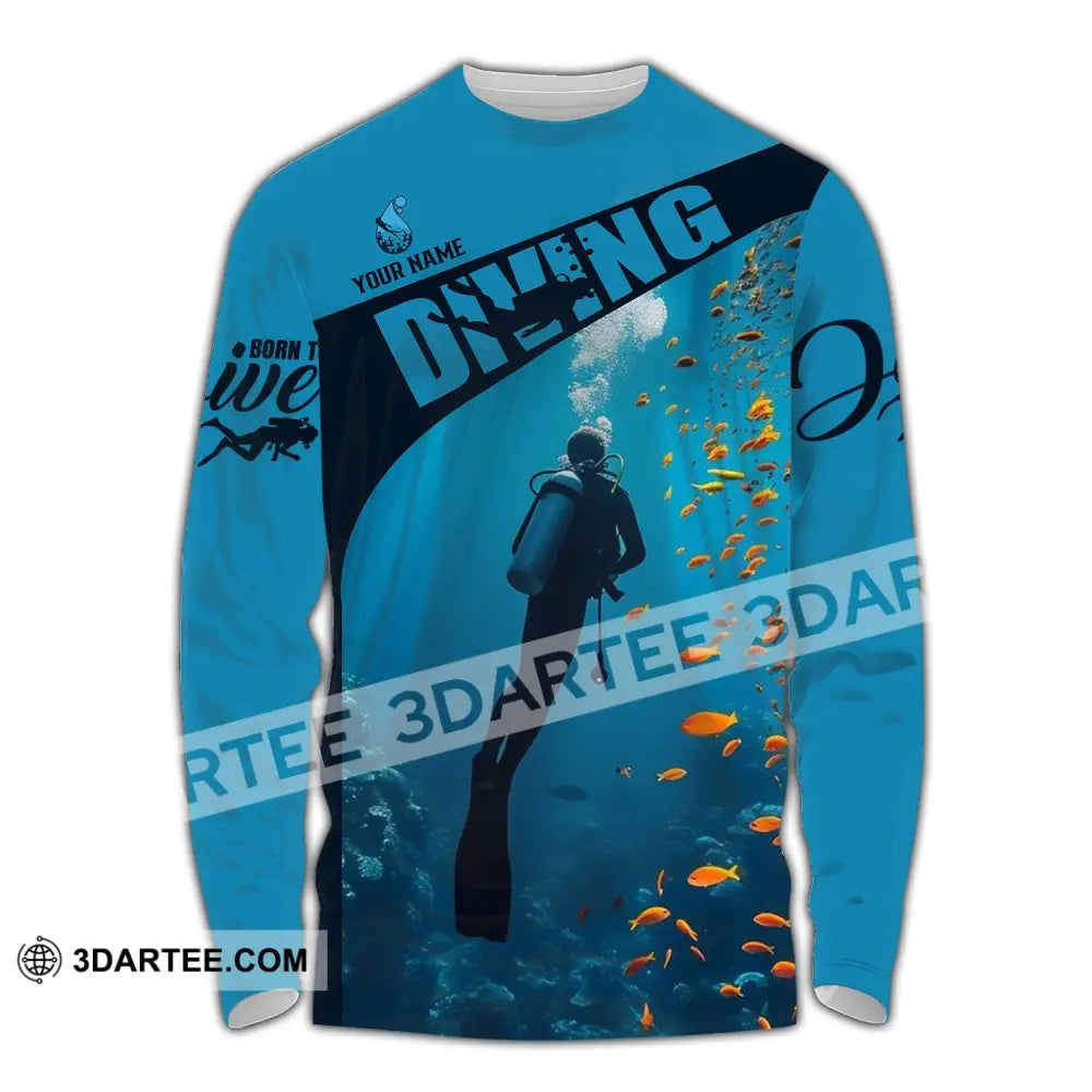 Unisex Shirt - Custom Text Diving Long Sleeve / S T-Shirt