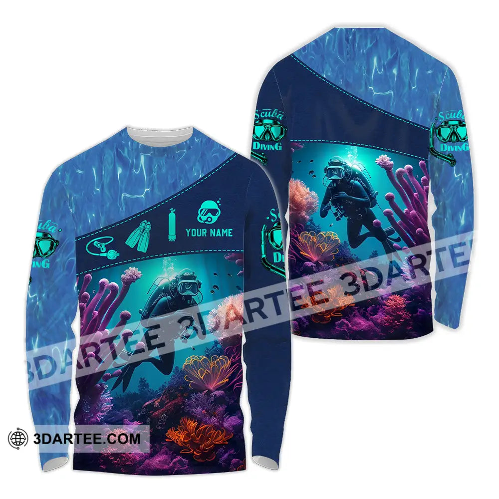 Unisex Shirt - Custom Text Shirt Diving Long Sleeve Shirt / S T-shirt
