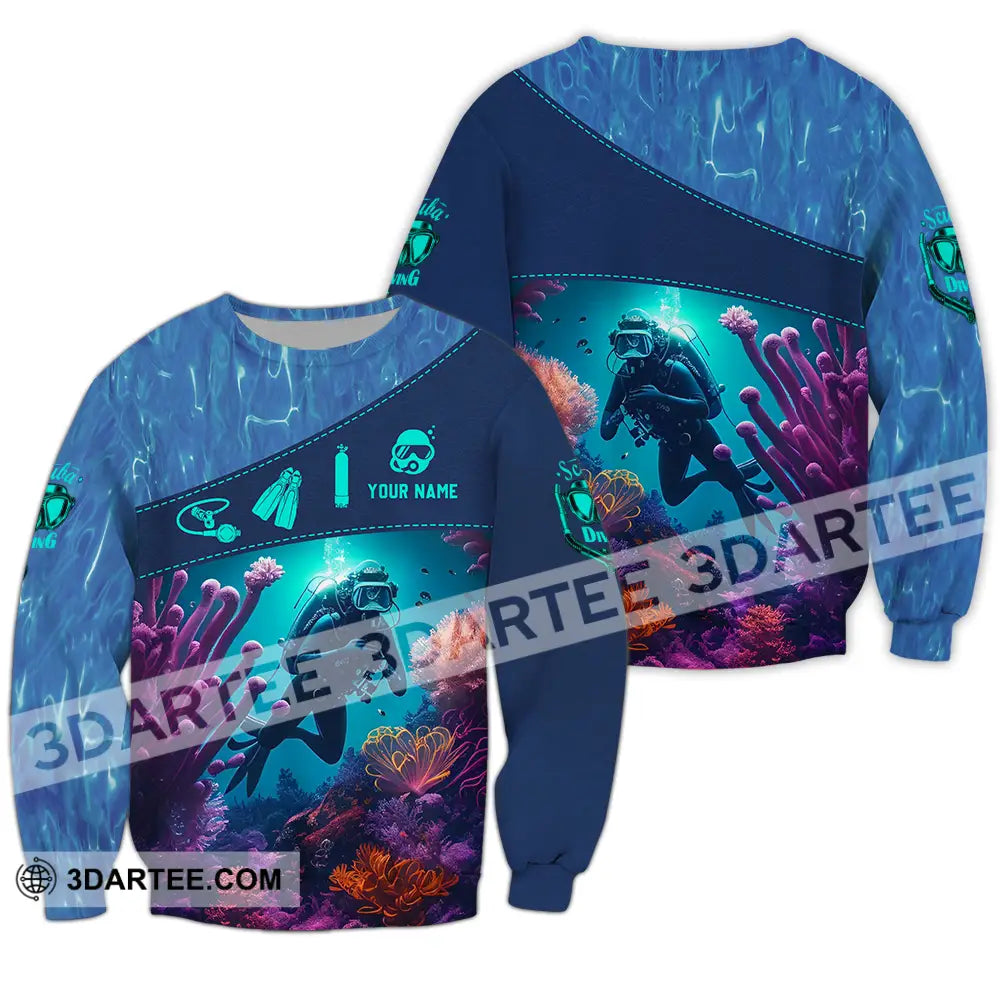 Unisex Shirt - Custom Text Shirt Diving Long Sleeve / S T-shirt