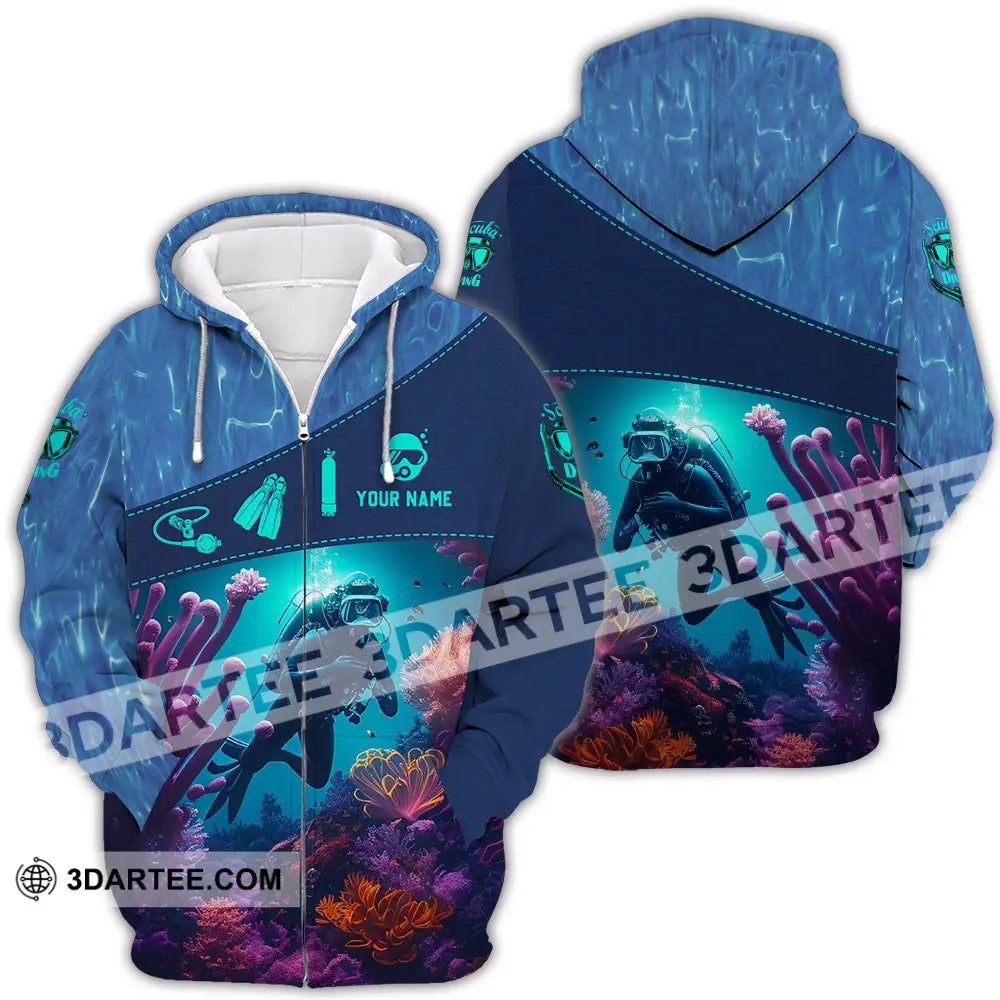 Unisex Shirt - Custom Text Shirt Diving Zipper Hoodie / S T-shirt