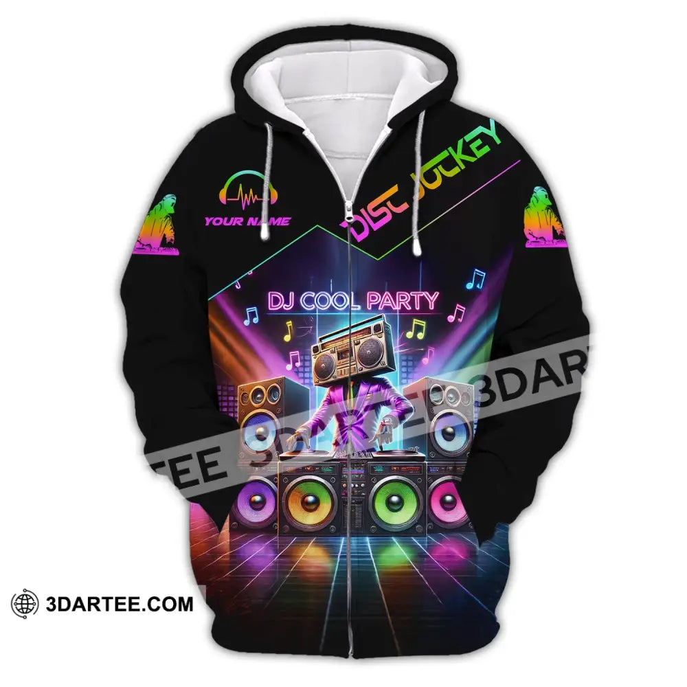 Unisex Shirt - Custom Text Dj Cool Party Zipper Hoodie / S T-Shirt