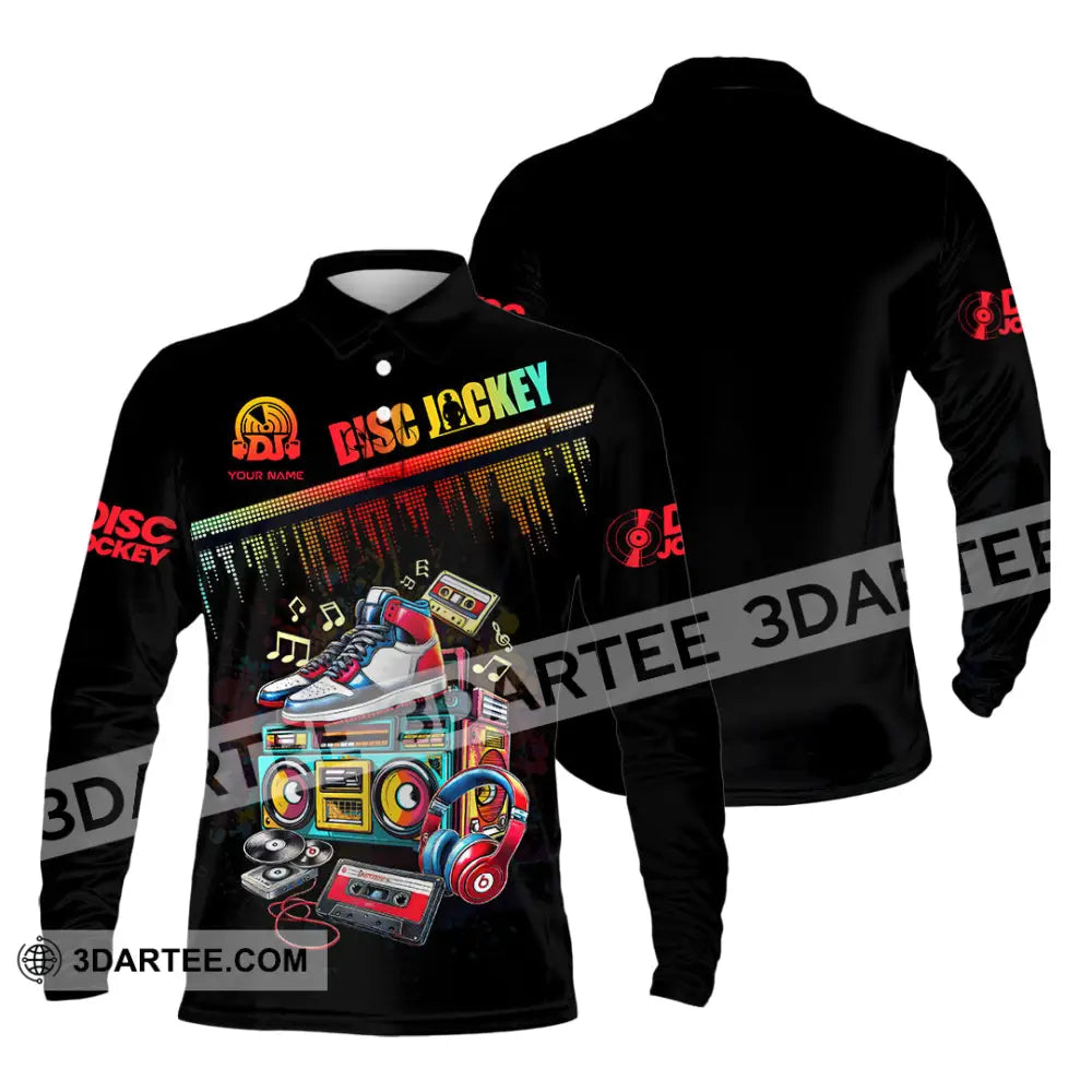 Unisex Shirt - Custom Text Shirt DJ Shirt Long Sleeve Polo / S T-shirt