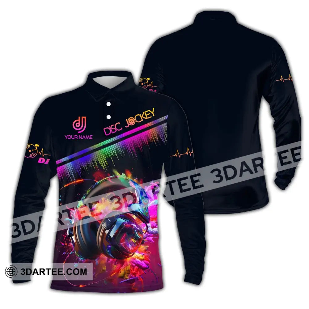 Unisex Shirt - Custom Text Dj Long Sleeve Polo / S T-Shirt