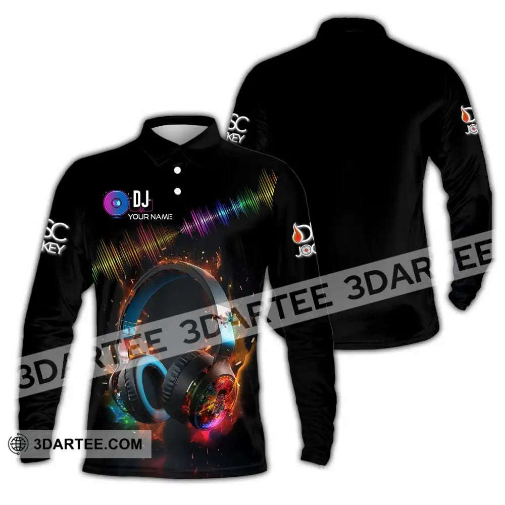 Unisex Shirt - Custom Text Dj Long Sleeve Polo / S T-Shirt