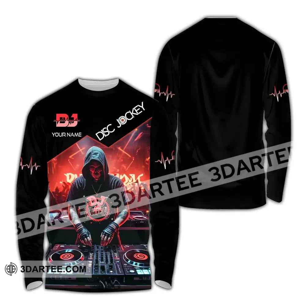 Unisex Shirt - Custom Text Dj Long Sleeve / S T-Shirt