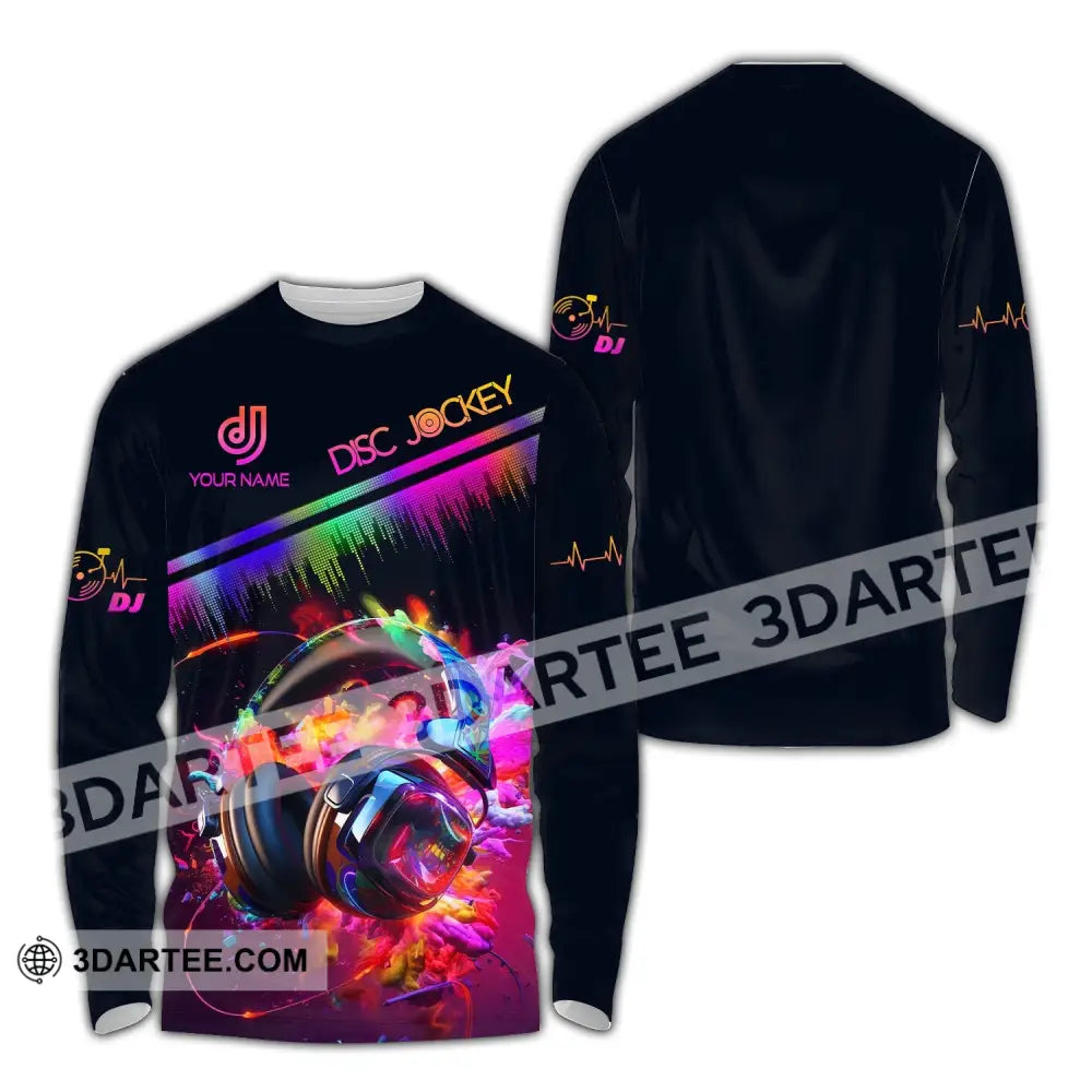 Unisex Shirt - Custom Text Dj Long Sleeve / S T-Shirt