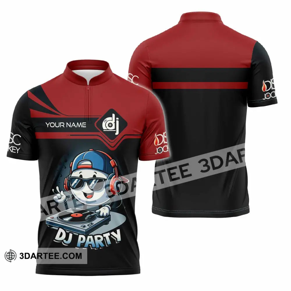 Unisex Shirt - Custom Text Shirt DJ Party Shirt Zipper Polo Shirt / S T-shirt