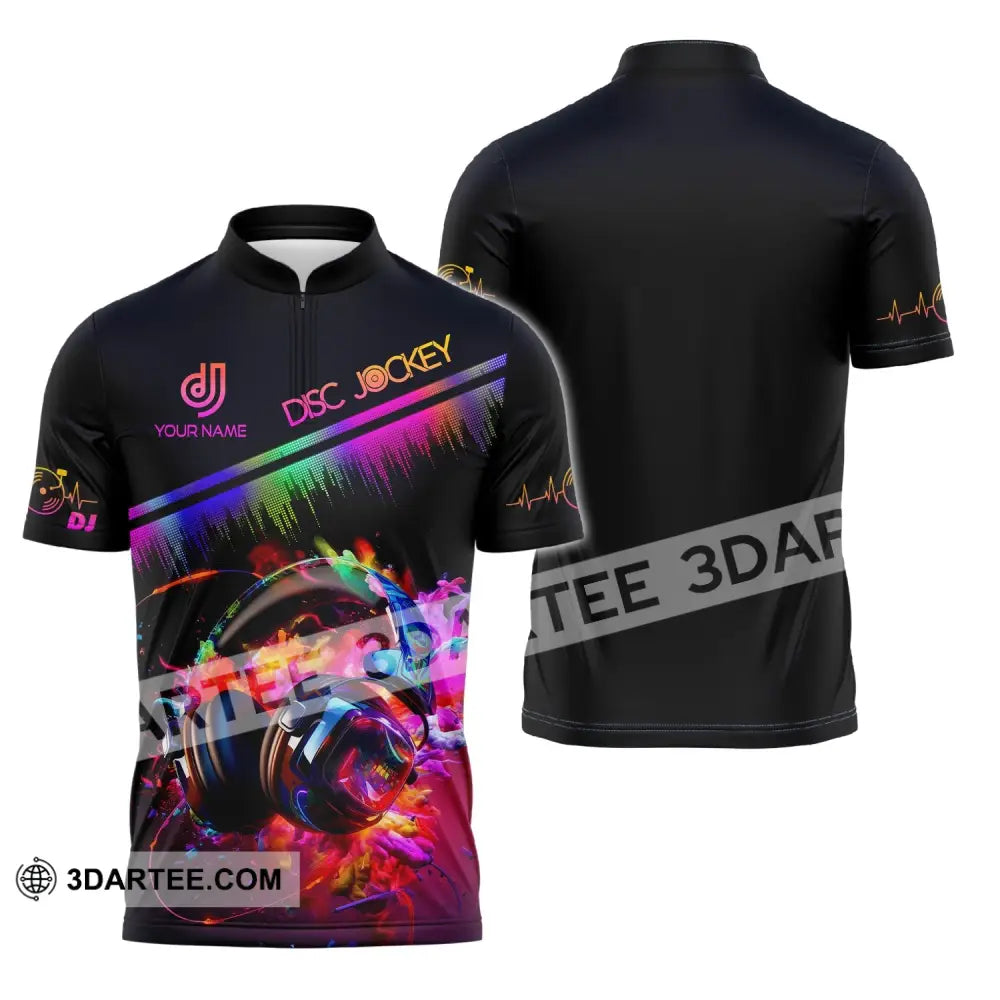 Unisex Shirt - Custom Text Dj Zipper Polo / S T-Shirt