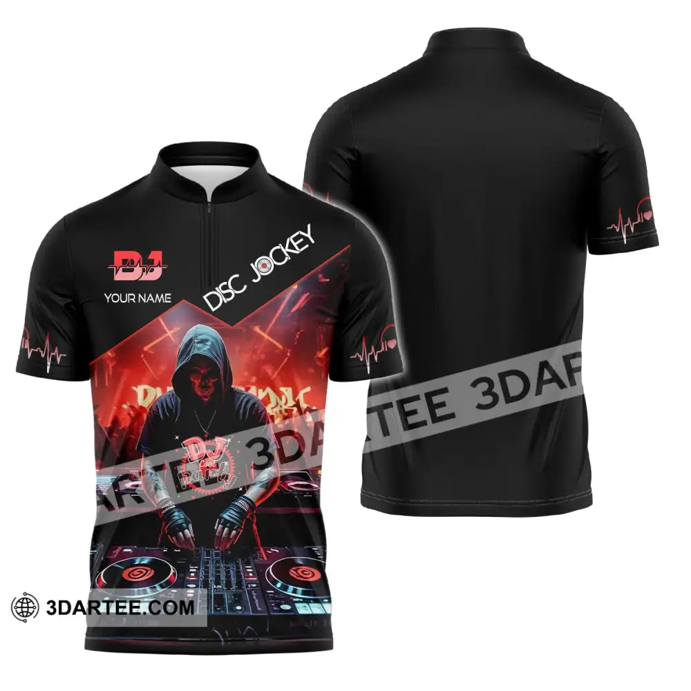 Unisex Shirt - Custom Text Dj Zipper Polo / S T-Shirt