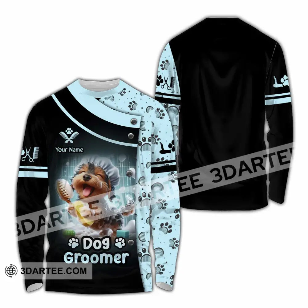 Unisex Shirt - Custom Text Shirt Dog Groomer Shirt Long Sleeve Shirt / S T-shirt