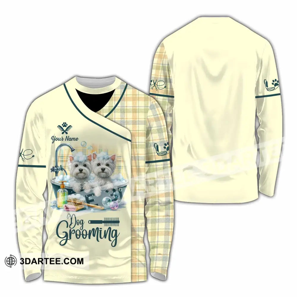 Unisex Shirt - Custom Text Shirt Dog Grooming Shirt Long Sleeve Shirt / S T-shirt